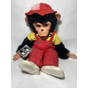 Rare! Vintage Zip The Monkey Rubber Face 16" Plush Doll Rushton Co. Zippy Clean